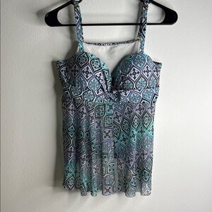 Leilani Women’s Paisley Underwire Tankini Top Size 12 | Adjustable Straps